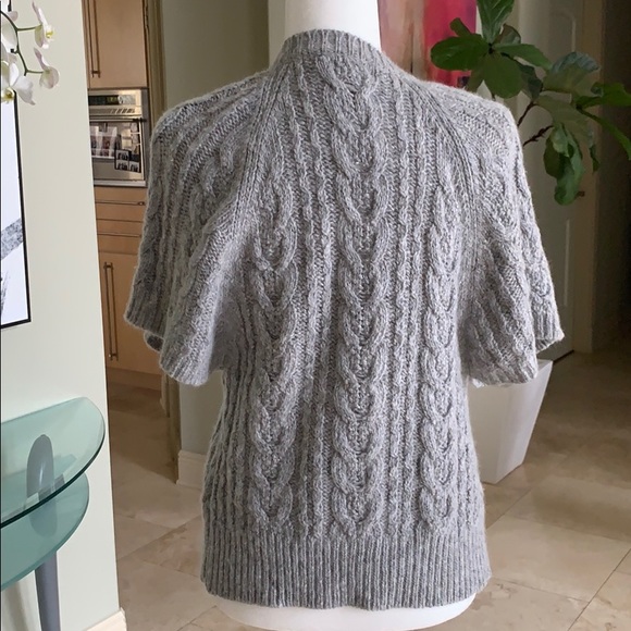 Grey Short Sleeve Button Down Sweater - Picture 3 of 5